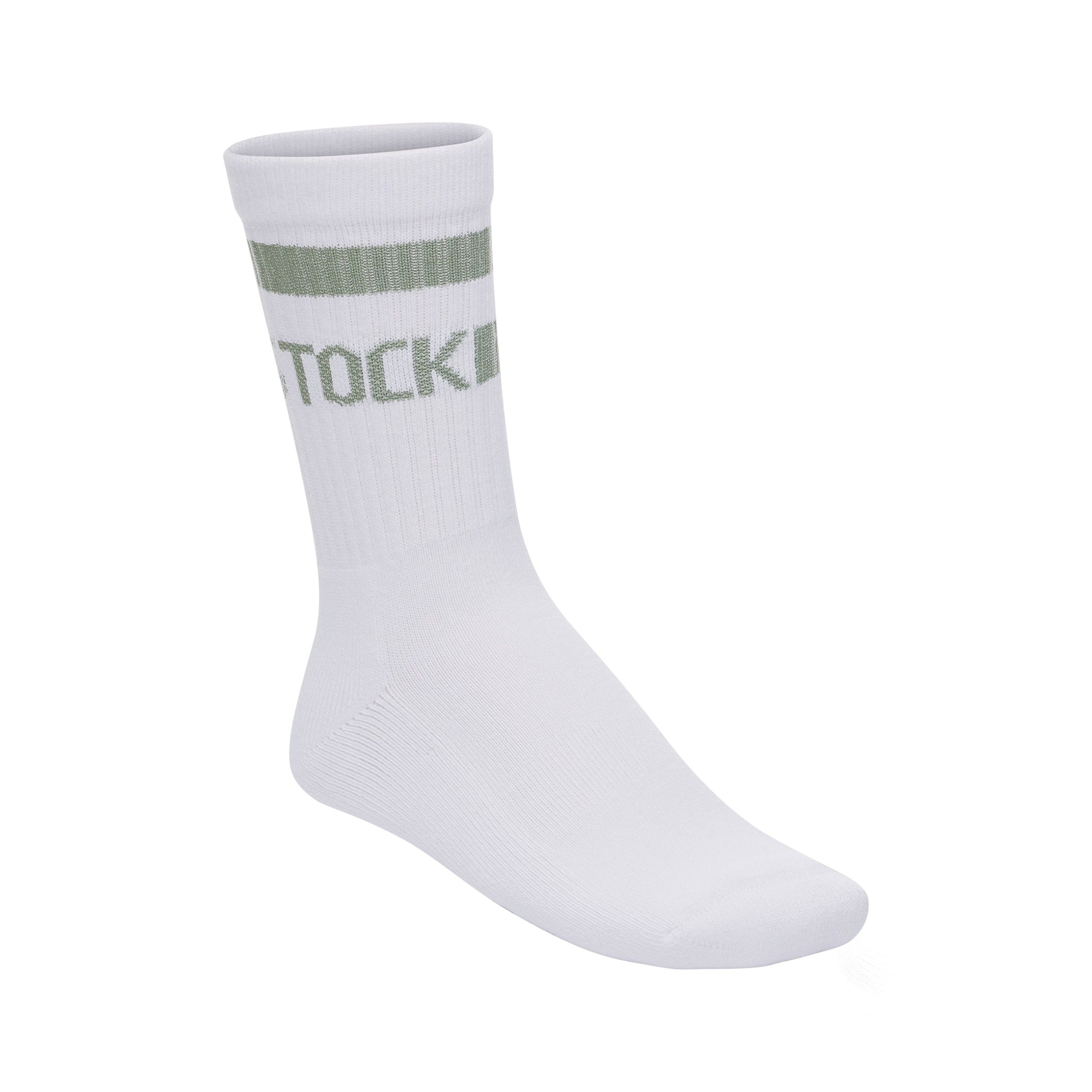 Cotton Crew Stripe Socks White/Pure Sage