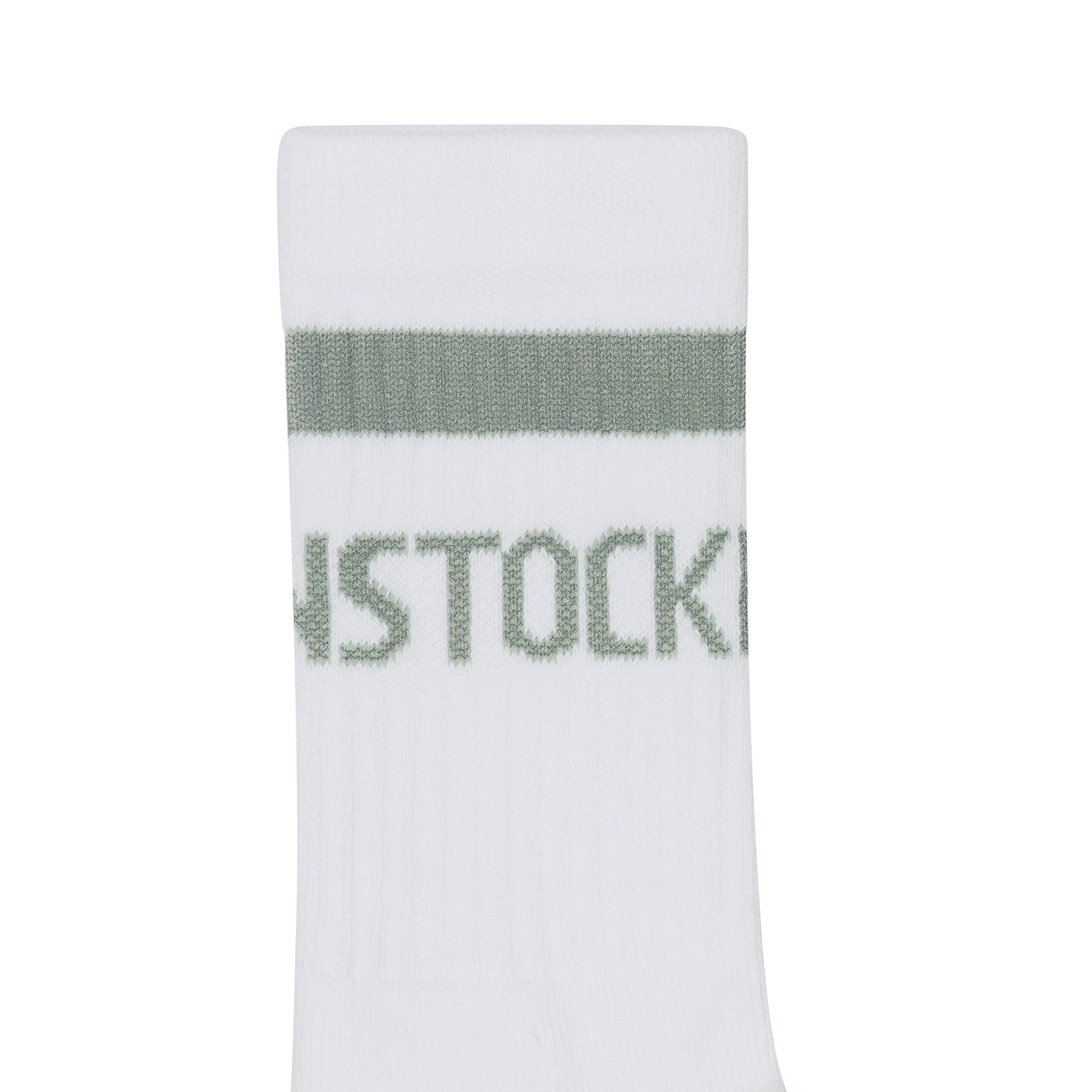 Cotton Crew Stripe Socks White/Pure Sage - Image 2